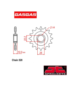 JT SPROCKETS STALEN VOORTANDWIEL - GAS GAS