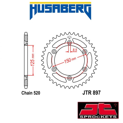 JT SPROCKETS STALEN ACHTERTANDWIEL - HUSABERG