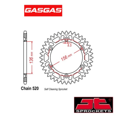 JT SPROCKETS ALUMINIUM ACHTERTANDWIEL - GAS GAS