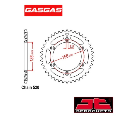 JT SPROCKETS STALEN ACHTERTANDWIEL - GAS GAS